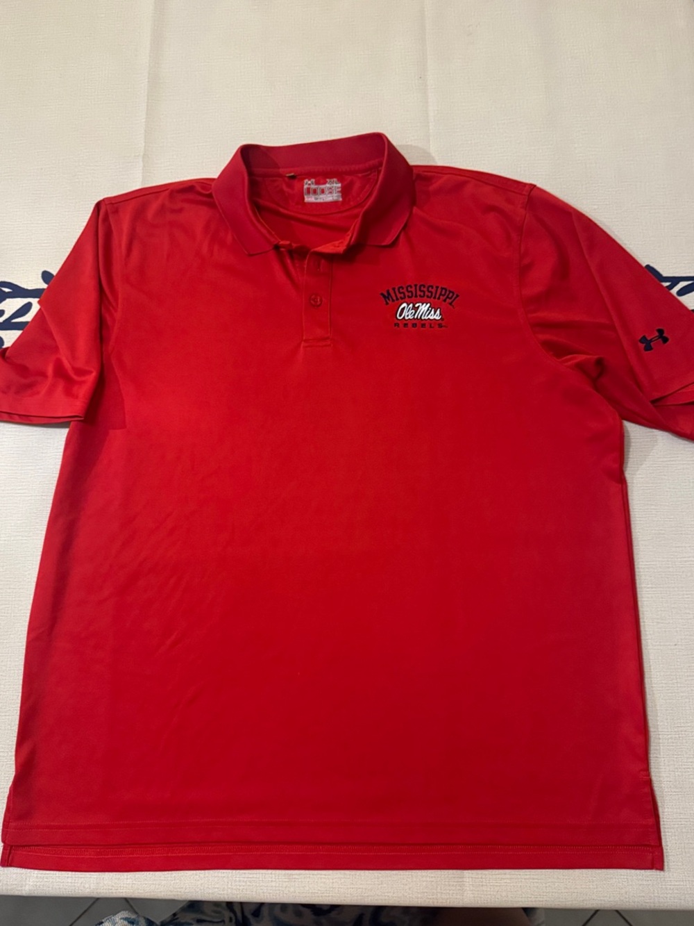 Under Armour Red Ole Miss Polo with Embroidered Chest Logo XL Loose